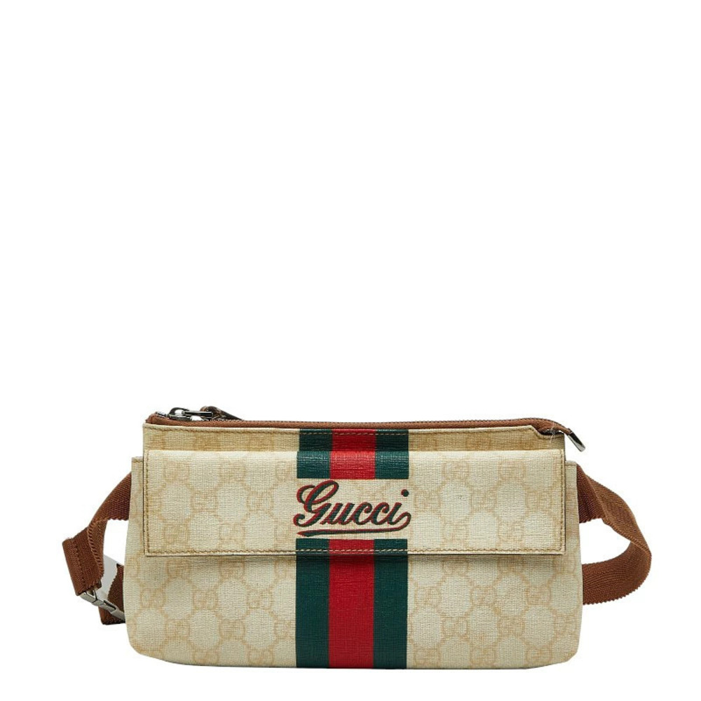 Gucci GG Supreme Sherry Body Bag Waist White Multicolor Canvas
